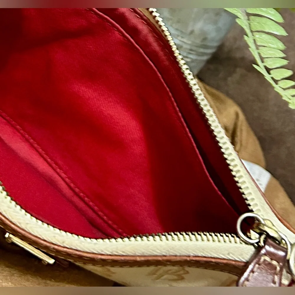 Dooney & Bourke Beige Monogram Wristlet with Brown Trim - Picture 8 of 15